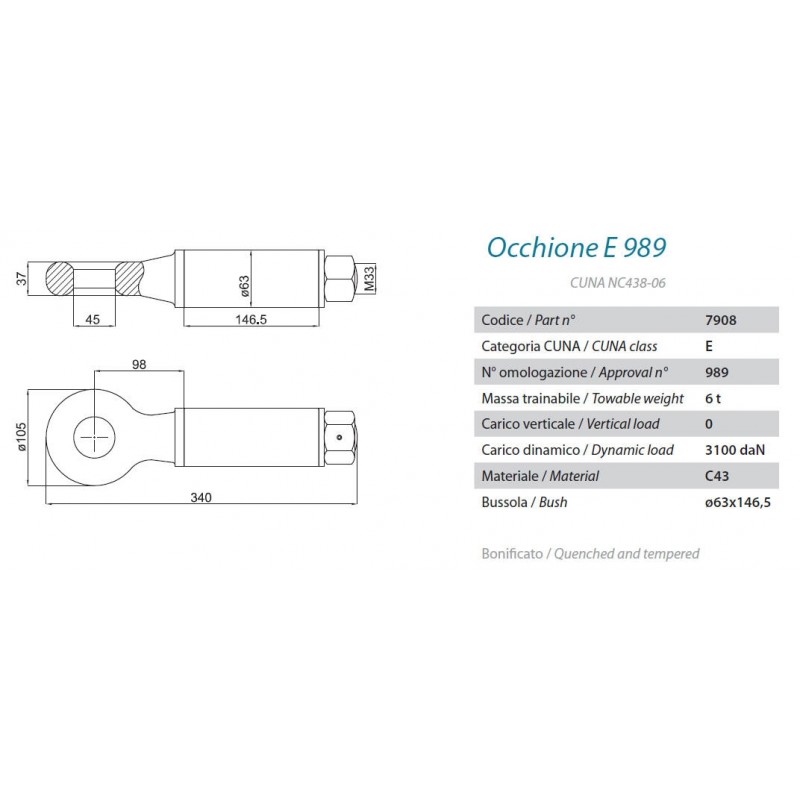 Ama Occhione Girevole: Occhione Girevole Per Timone, Leggero, Diametro